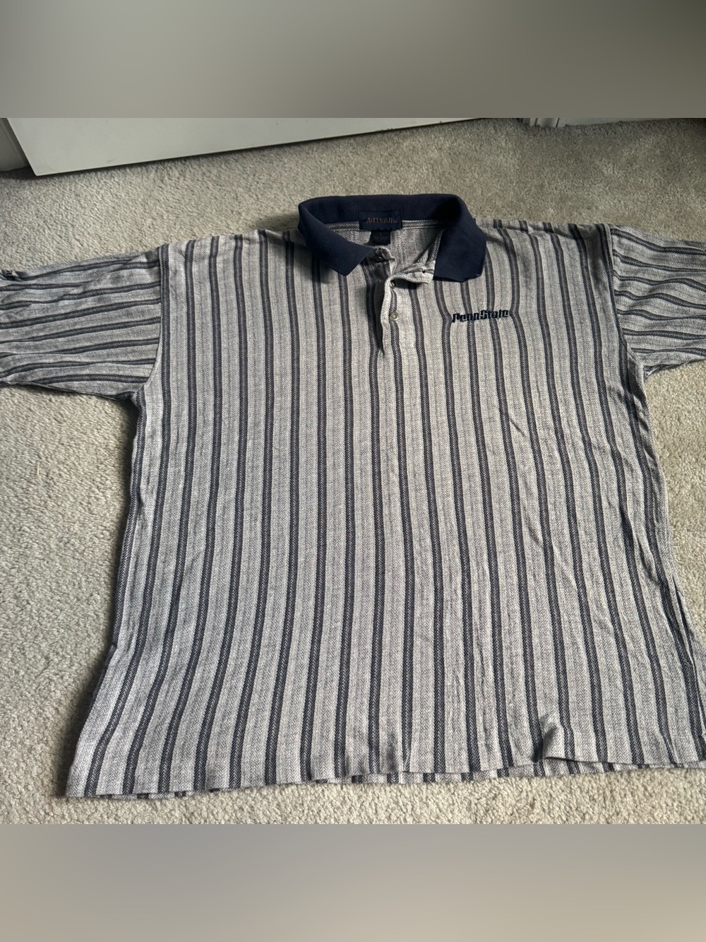 Vintage Antigua Striped Polo Shirt Penn State University PSU Men’s Embroidered